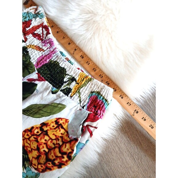 TAHARI Women's Size L Vibrant Floral Wide Leg Linen Pants Tropical Pineapples - Picture 8 of 11